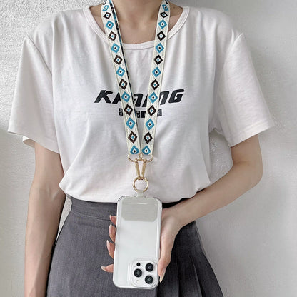 High-End Embroidery Technology Diagonal Long Rope Mobile Universal Lanyard Retro Style High Quality Multi-Functional Lanyard