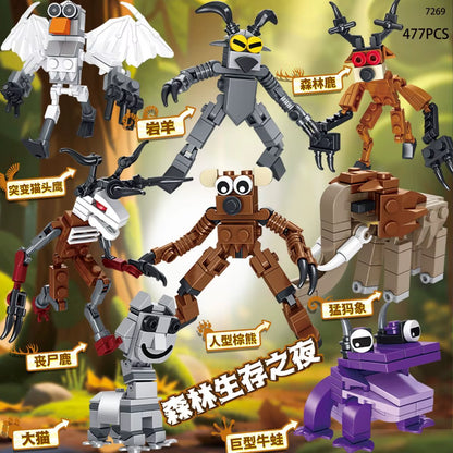 New 99 Nights in the Forest Building Block Horror Deer Owl Goat Cat Mammoth Loses Deer Assembled Bricks Kids Toys Christmas Gift