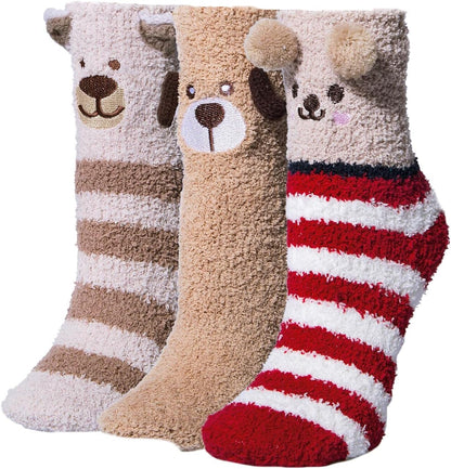 Panvbo Fuzzy Socks for Women, Winter Warm Super Soft Cozy Fluffy Plush Home Slipper Socks, Love Heart Patterned