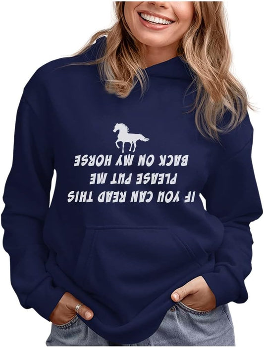 Leave Me Alone I'M Only Talking to My Horse Hoodie Teen Girls & Women Gift for Riders and Equestrian Fans