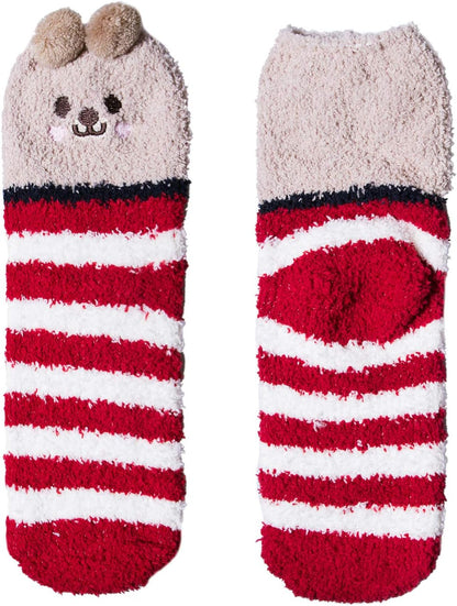Panvbo Fuzzy Socks for Women, Winter Warm Super Soft Cozy Fluffy Plush Home Slipper Socks, Love Heart Patterned