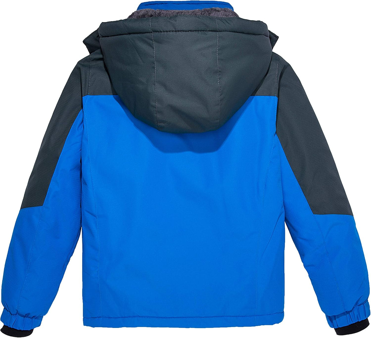 Boy'S Waterproof Ski Jacket Fleece Snowboarding Jackets Warm Thick Winter Coat Hooded Raincoats
